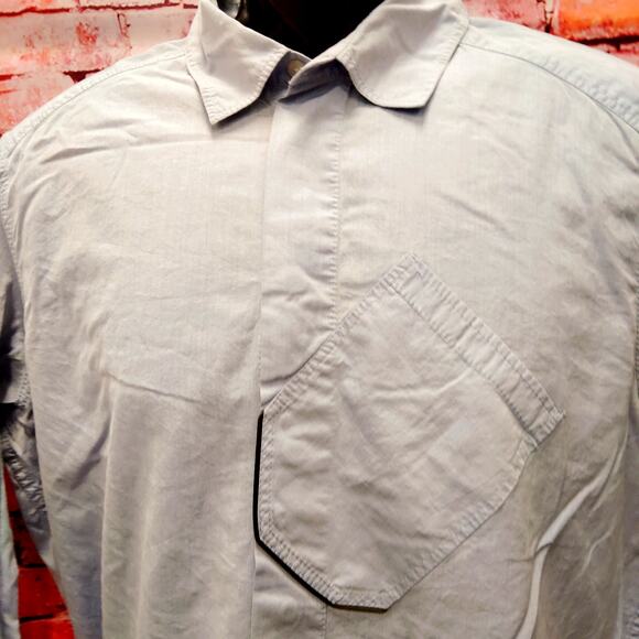 Tretorn Shirt Mens Large Blue Long Sleeve Regular Fit Patch Pocket Button Down - Picture 4 of 7